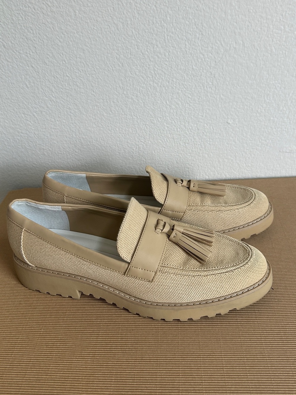 Franco Sarto Beige Tassel Loafers